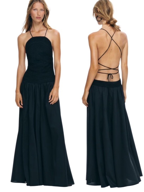 H&M Dresses & Skirts - H&M Edition Summer 2026 Crochet Bodice Open Back Maxi Dress Black Size XS